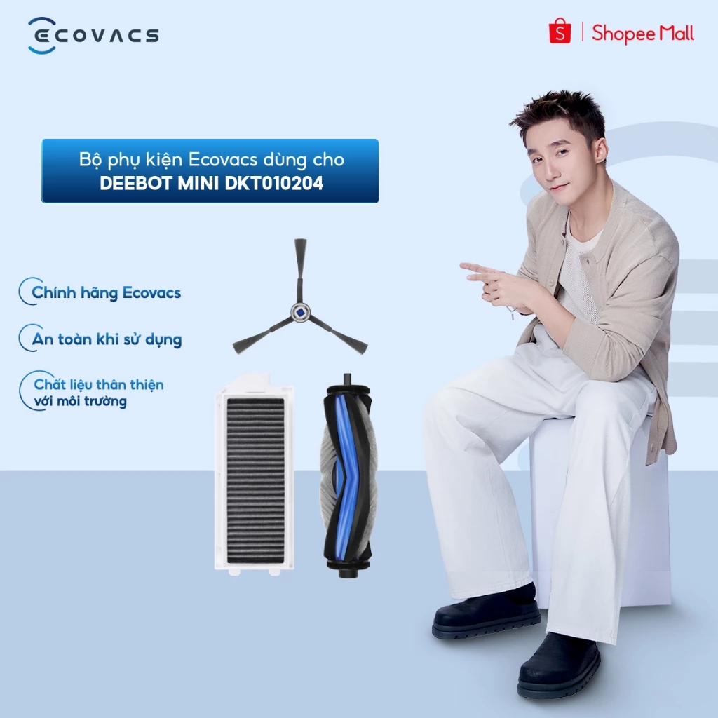 Bộ phụ kiện Ecovacs dùng cho Deebot mini DKT010204 | Chổi chính | Chổi canh | Bộ lọc