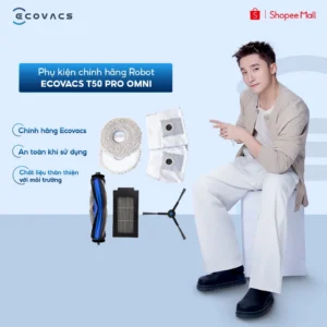 Phụ kiện chính hãng robot hút bụi lau nhà Ecovacs T50 Pro Omni | Chổi cạnh | Chổi chính | Giẻ lau | Bộ lọc | Túi rác
