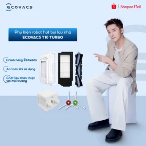 Phụ kiện robot hút bụi lau nhà Ecovacs T10 Turbo | Bộ lọc | Giẻ lau | Hộp phụ kiện 8 món | Hộp đựng bụi - Chính Hãng