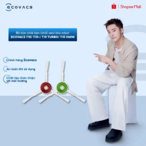 Bộ bàn chải bên (chổi ven) cho robot Ecovacs T10/ T10+/ T10 TURBO/ T10 OMNI (giao trắng/ đen ngẫu nhiên)
