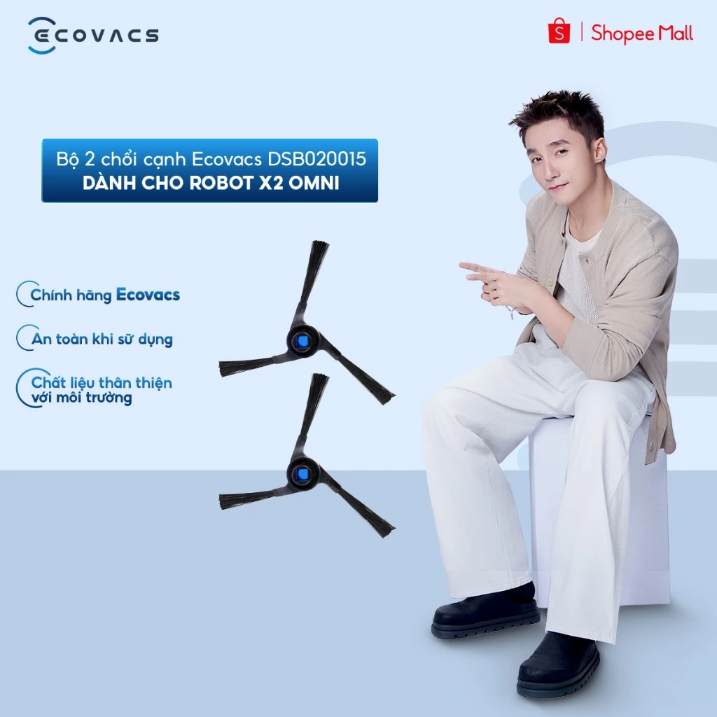 Bộ 2 chổi cạnh Ecovacs DSB020015 dành cho Robot X2 OMNI - Màu đen