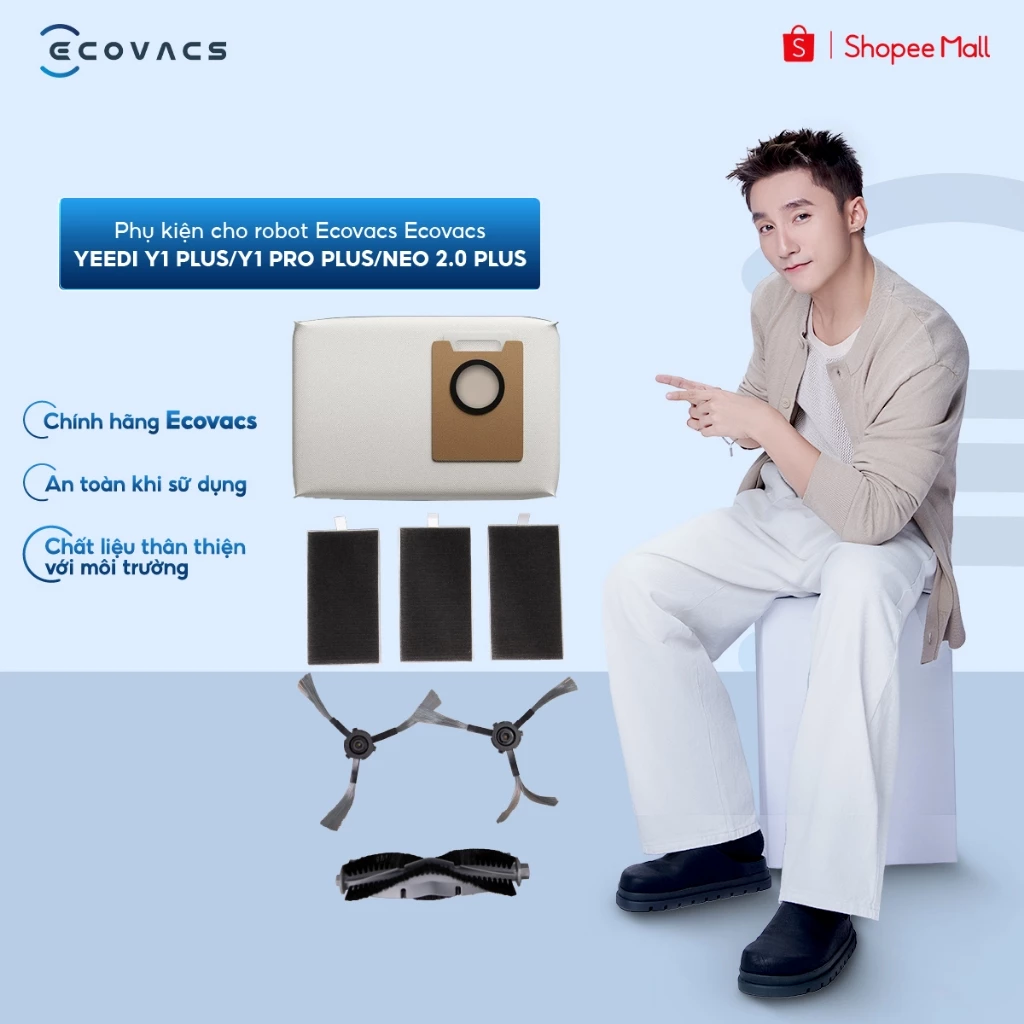 Phụ kiện cho robot Ecovacs Ecovacs YEEDI Y1 PLUS/Y1 PRO PLUS/NEO 2.0 PLUS | Hộp phụ kiện | Giẻ lau | Túi đựng bụi