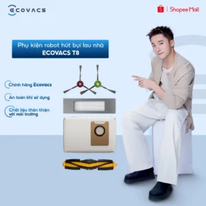Phụ kiện robot hút bụi lau nhà Ecovacs T8 | Hộp phụ kiện | Chổi cạnh | Set 3 túi rác - Chính Hãng