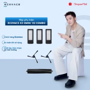 Hộp phụ kiện Ecovacs X2 OMNI/ X2 Combo chính hãng (cặp chổi cạnh, 1 chổi chính, 3 bộ lọc Hepa)
