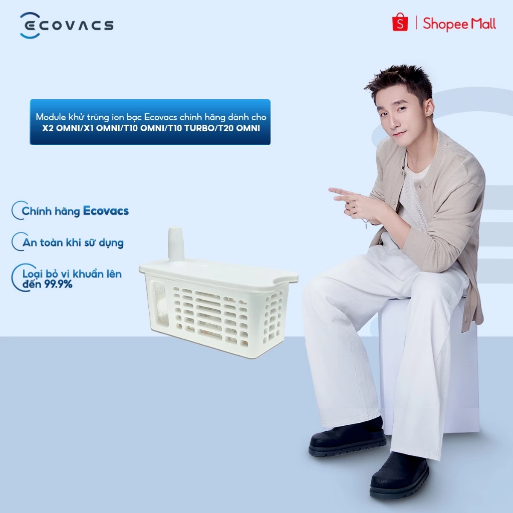 Module khử trùng ion bạc Ecovacs chính hãng dành cho X2 Omni/ X1 Omni/ T10 Omni/ T10 Turbo/T20 Omni - Diệt khuẩn