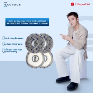 2 đôi giẻ lau xoay tương thích với Robot Ecovacs T10 Turbo, T10 Omni, X1 Omni (Set 4 giẻ)