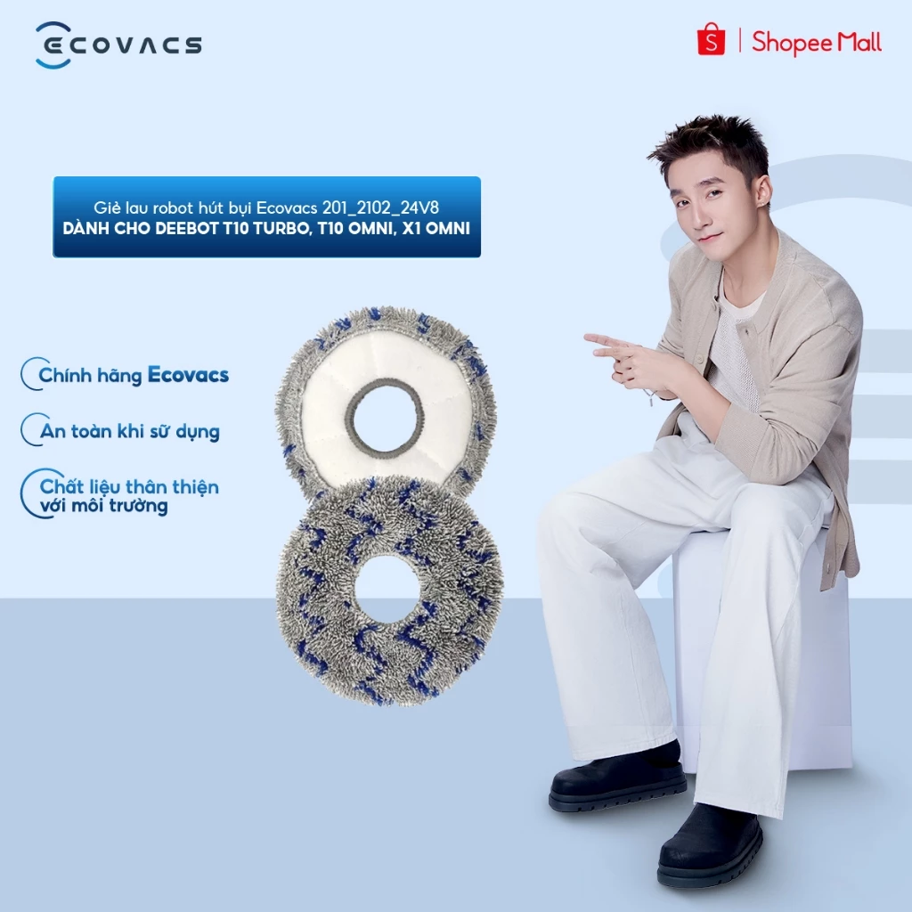 Giẻ lau robot hút bụi Ecovacs 201_2102_24V8 - Dành cho Deebot T10 Turbo, T10 OMNI, X1 OMNI