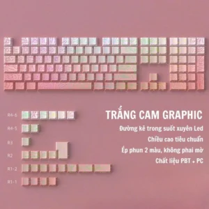 Bộ Keycap Contour ToPo GRAPHIC - Xuyên Led - Mạch Xuôi - PBT Double shot - OEM