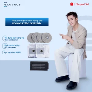 Hộp phụ kiện chính hãng cho Ecovacs T30C/ T30C Gen 2 DKT070194 | Bộ lọc | Túi rác | Giẻ lau