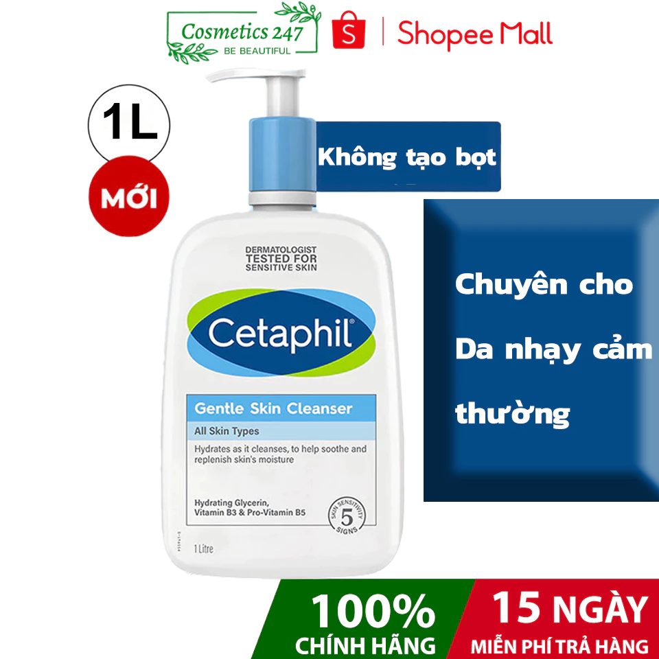 Sữa Rửa Mặt Cetaphil Gentle Skin Cleanser 1000ML, 473ML, 500ML, 250ML, 125ML