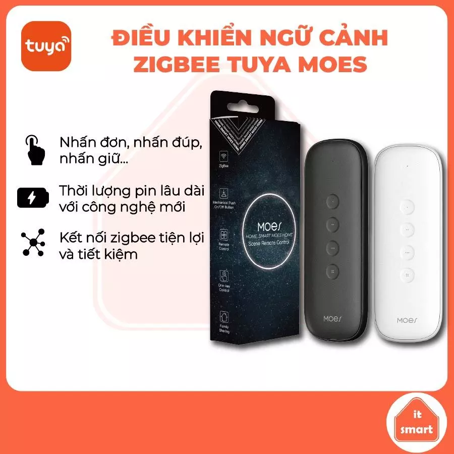 Công tắc ngữ cảnh Tuya, điều khiển ngữ cảnh cầm tay Tuya Moes 12 chế độ, nam châm tiện lợi, zigbee