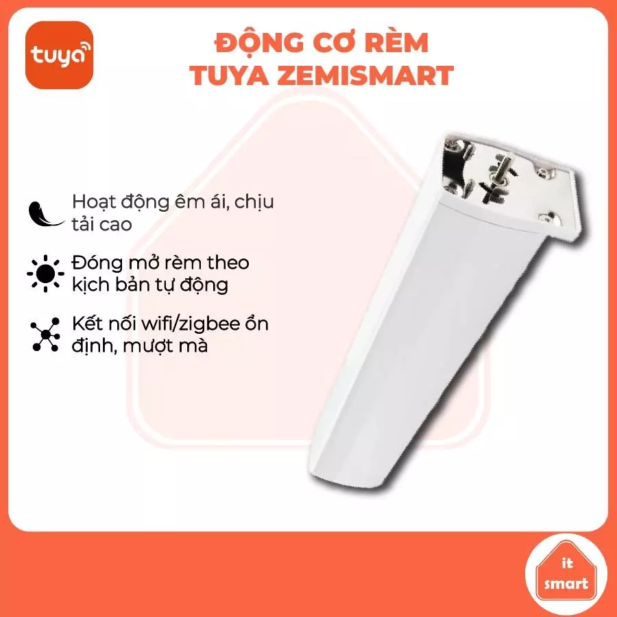 Động cơ rèm Tuya Zemismart có thể tương thích Apple Homekit, hoạt động êm dịu, ổn định, lực kéo khỏe