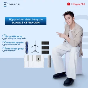 Bộ phụ kiện chính hãng cho Robot Ecovacs X8 Pro Omni DKT100177 - chổi chính, chổi cạnh, bộ lọc, túi rác, con lăn