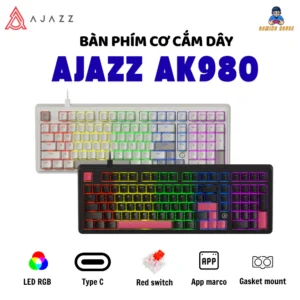 Bàn phím cơ cắm dây Ajazz AK980 - Type C - Led RGB- Gasket Structure - Hot swap - App marco