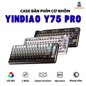 Case bàn phím cơ không dây khung YINDIAO Y75 - Led RGB - 3 mode kết nối - Hotswapable - APP - Mạch xuôi - Núm xoay