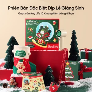 Quạt Cầm Tay Cao Cấp JISULIFE Life10 Xmas 4000mAh | 5 cấp độ gió | Sử dụng đến 22h | Bảo Hành Chính Hãng 12 Tháng