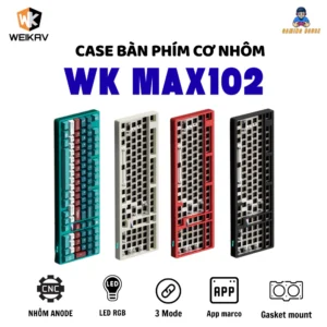 Case bàn phím cơ không dây nhôm fullsize Weikav WK Max102 - 3 mode kết nối - Led RGB - Pin 10000 mAh - App marco