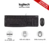 Combo chuột phím có dây Logitech MK120 - Fullsize, có phím số, bền bỉ, chống tràn