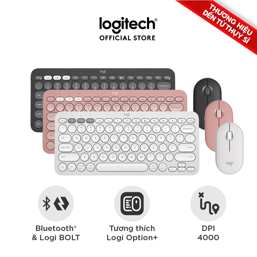 Combo chuột phím Logitech Bluetooth Pebble 2 K380 & M350 | K380s +M350s