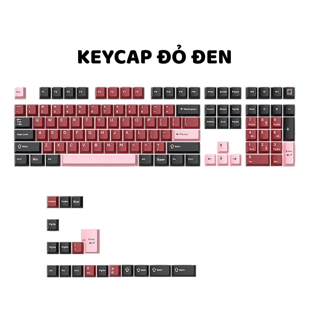 Keycap đỏ đen - keycap PBT siêu đẹp dành cho các loại bàn phím