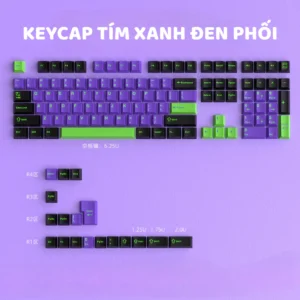 Keycap tím xanh đen phối - keycap PBT siêu đẹp dành cho các loại bàn phím