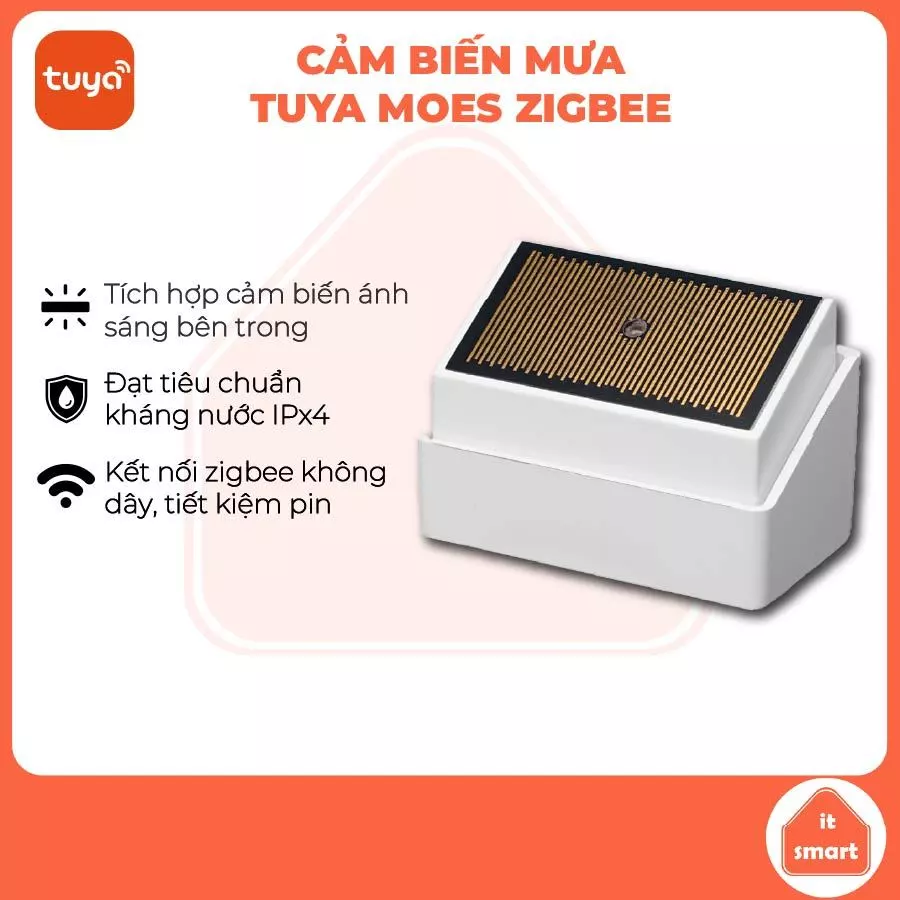 Cảm biến mưa kiêm ánh sáng Tuya Moes zigbee độ nhay cao, chính xác, chống nước