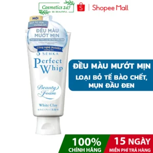 Sữa rửa mặt Senka Perfect White Clay 120g tẩy tế bào chết dưỡng trắng sáng ẩm mịn đều màu da