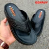 {KM - Mua 01 tặng 01 thắt lưng} Dép Kẹp Nam Da Bò Thật 100% DONAVY Cao Cấp, Dập Vân Gù Lưng Cá Sấu, D.KBOXIT