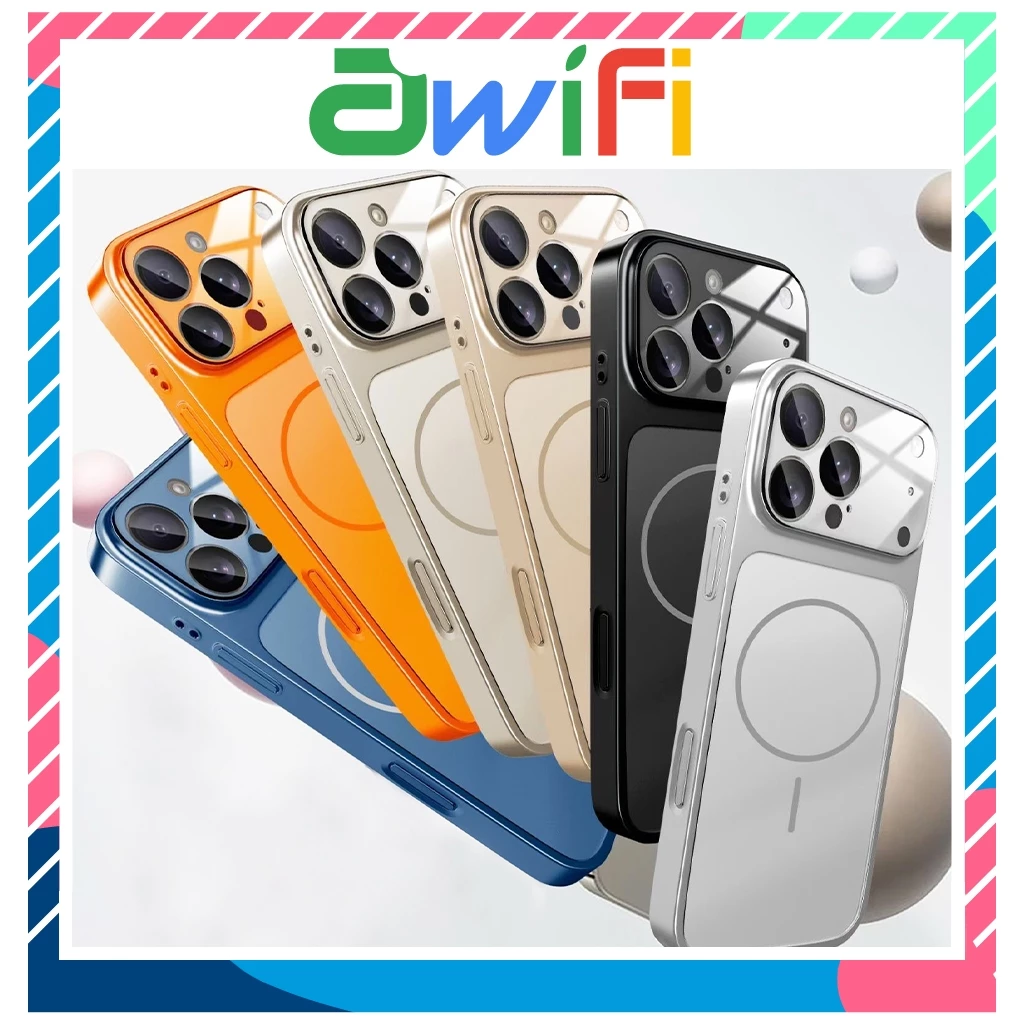Ốp Lưng Iphone Từ Tính Super Camera Mặt Kính Nâng Cấp IP 17 12/13/14/15/16/17/pro/max/plus/promax - Awifi B5-25