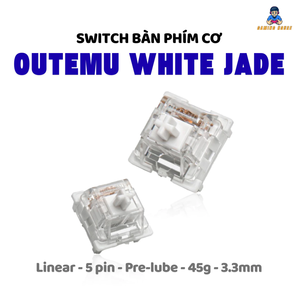 Combo Switch Outemu White Jade - 3 pin - Switch bàn phím cơ - Linear - Pre-lube - 55gf - Lực nhấn 45g - Hành trình 3.3mm