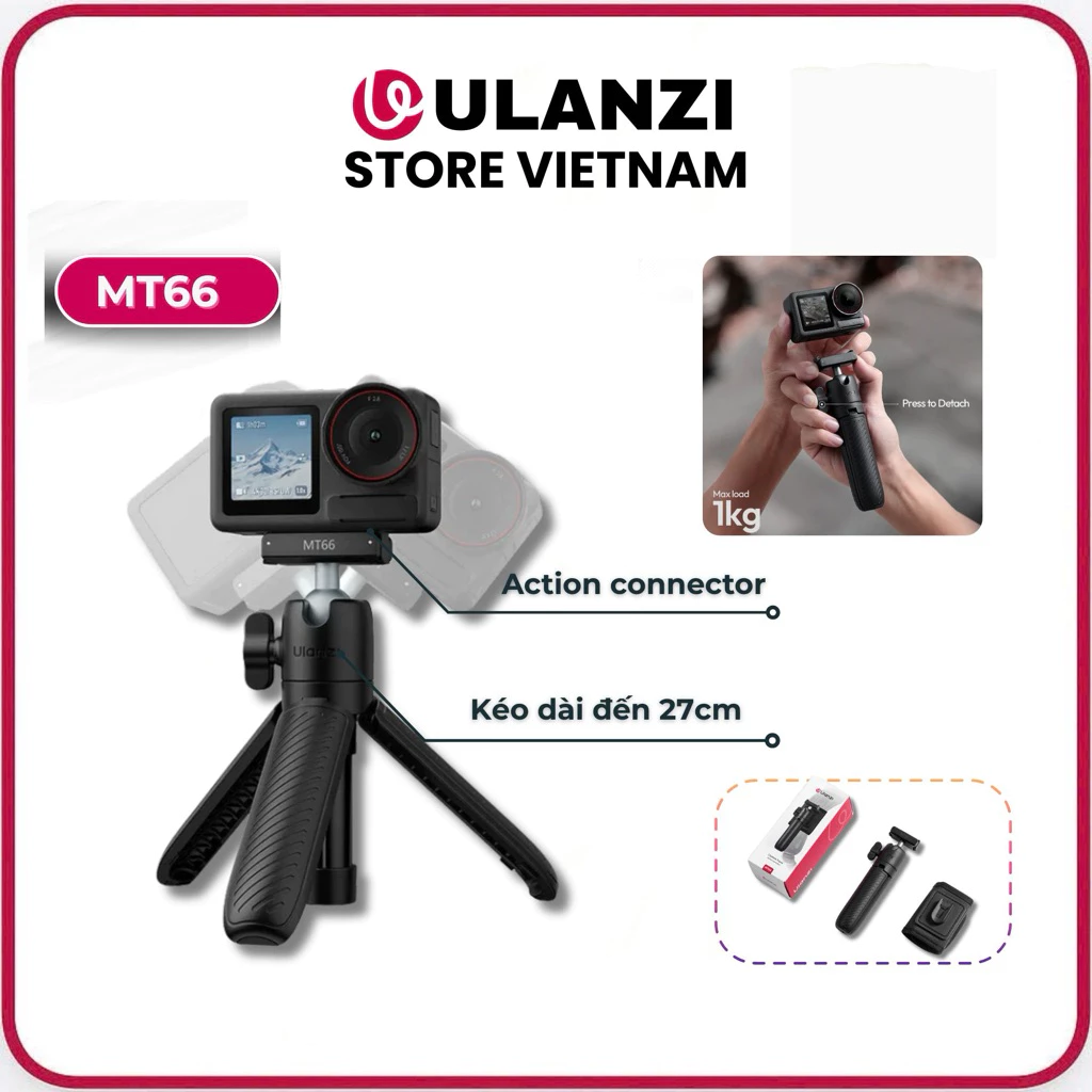 Ulanzi MT66 – Chân Máy/Tripod Mini 3 Chế Độ cho Action Camera, GoPro, DJI, Insta360 (S041)
