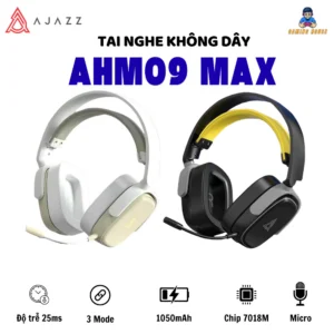 Tai nghe chụp tai không dây gaming Esports AJAZZ AHM09 MAX - Có micrô - Bluetooth 2.4G - Pin khủng 1050mAh