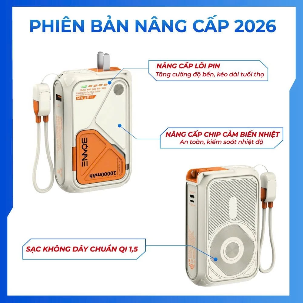 Sạc Dự Phòng BONNE BP08 10000/20000mAh - Sạc Nhanh 22.5W & Không Dây - Image 3