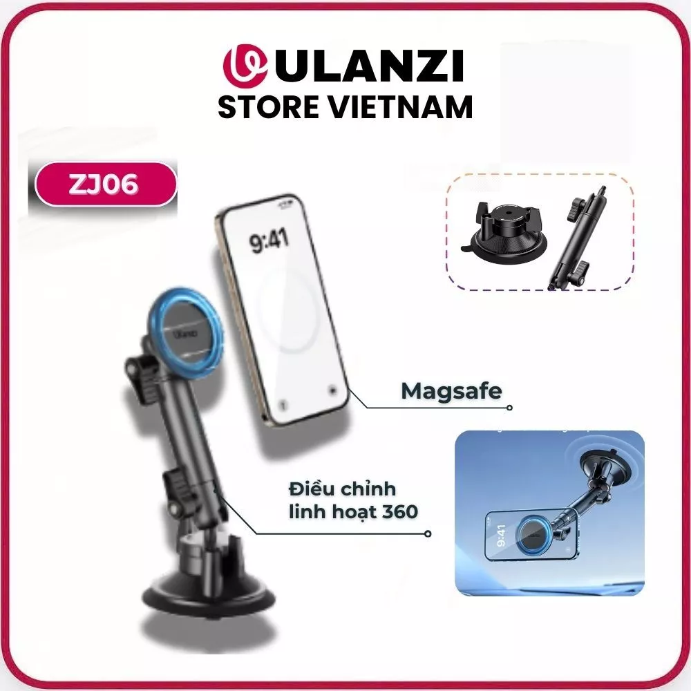 Ulanzi ZJ06 - Giá Đỡ Hút Chân Không – Magic Arm Đa Năng Cho iPhone & Smartphone MagSafe