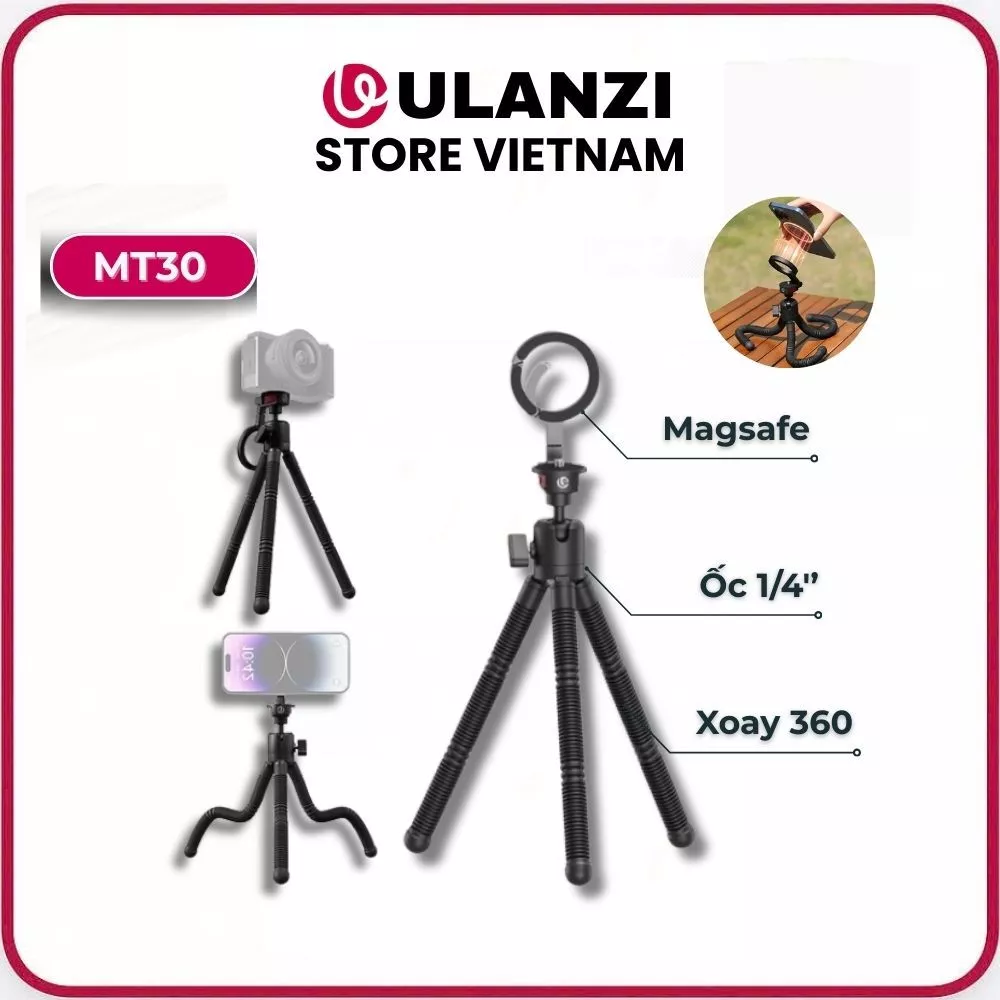 Ulanzi MT30 - Chân Tripod Flexible MagSafe, Xoay 360° Cho Điện thoại & Máy ảnh cỡ nhỏ