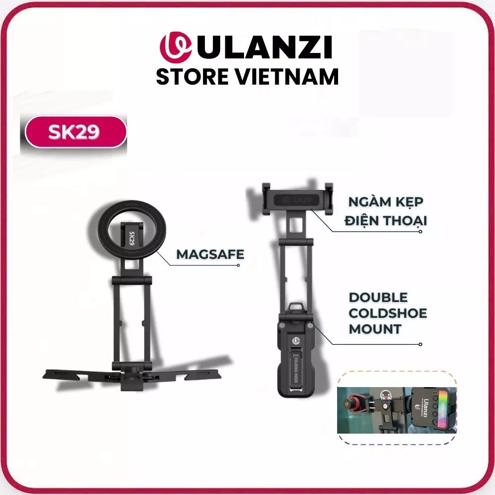Ulanzi SK29 - Giá Đỡ Điện Thoại Gập Gọn Đa Năng – Tích hợp kẹp từ tính, gậy tự sướng & chân máy 360°