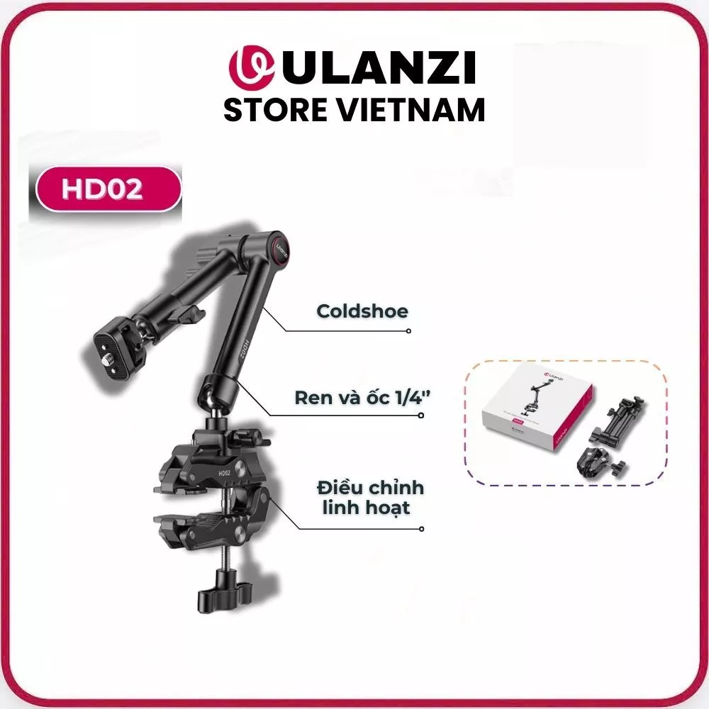 Ulanzi HD02 Magic Arm 10" - Giá Đỡ Máy Ảnh ,Tay đỡ Magic Arm 10 Inch Kèm Kẹp Super Clamp