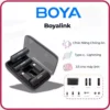BOYA BOYALINK - Mic Thu Âm Không Dây 2.4GHz Kênh Đôi - Cổng Lightning, Type-C, 3.5mm TRS