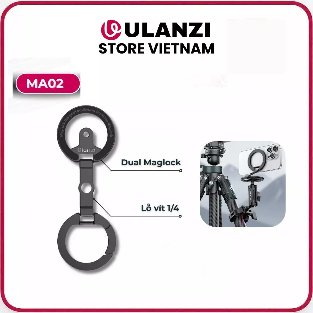 ULANZI MA02 (M067) - Giá Đỡ Từ Tính Hai Mặt Cho Điện Thoại Có MagSafe, Lỗ Vít 1/4''