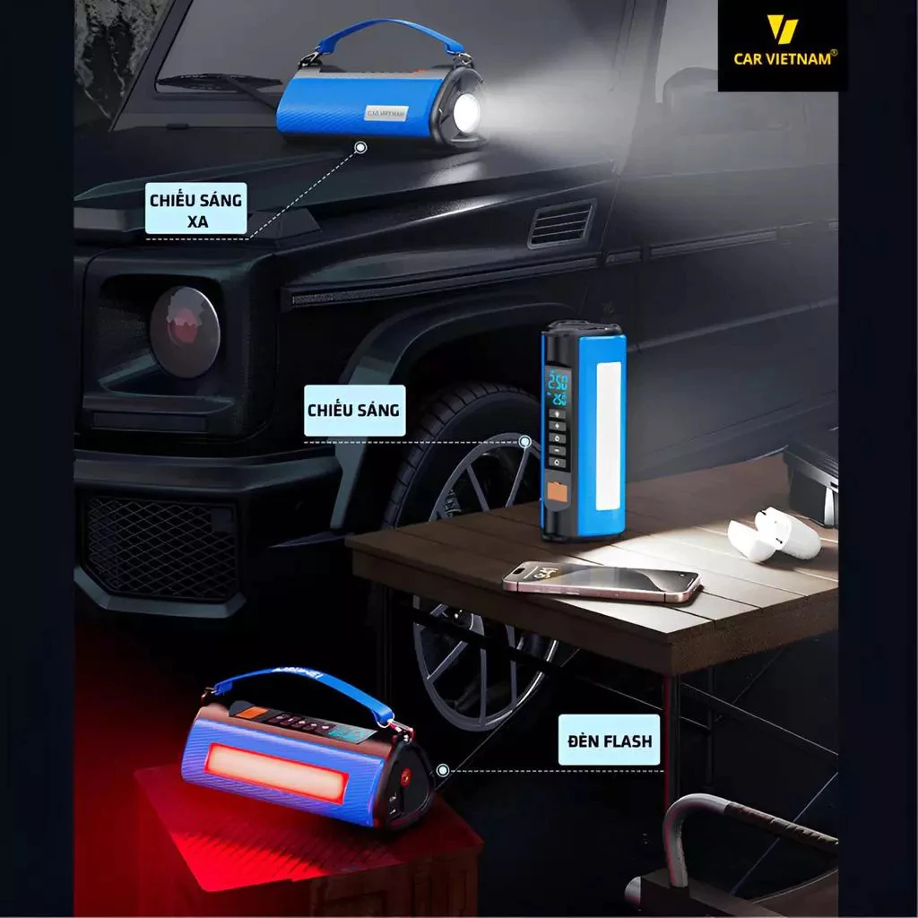 Bộ Kích Bình & Bơm Lốp Ô Tô CAR VIETNAM 5in1 16000mAh Đa Năng - Image 3
