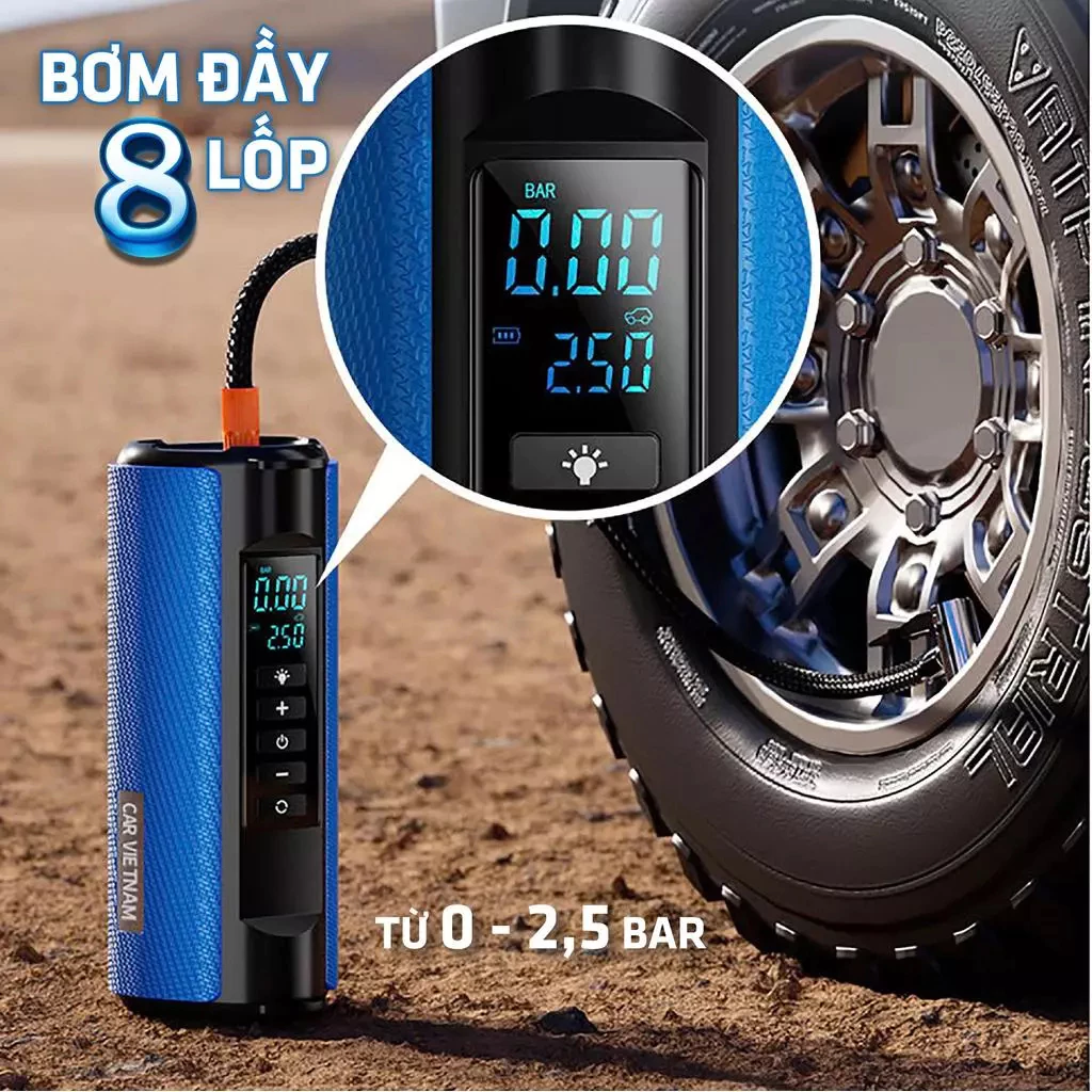 Bộ Kích Bình & Bơm Lốp Ô Tô CAR VIETNAM 5in1 16000mAh Đa Năng