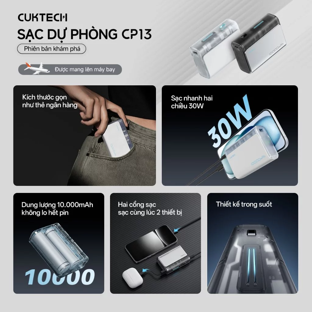 Pin Dự Phòng CUKTECH 10000mAh 30W Siêu Nhỏ Gọn Cho iPhone 16 - Image 2