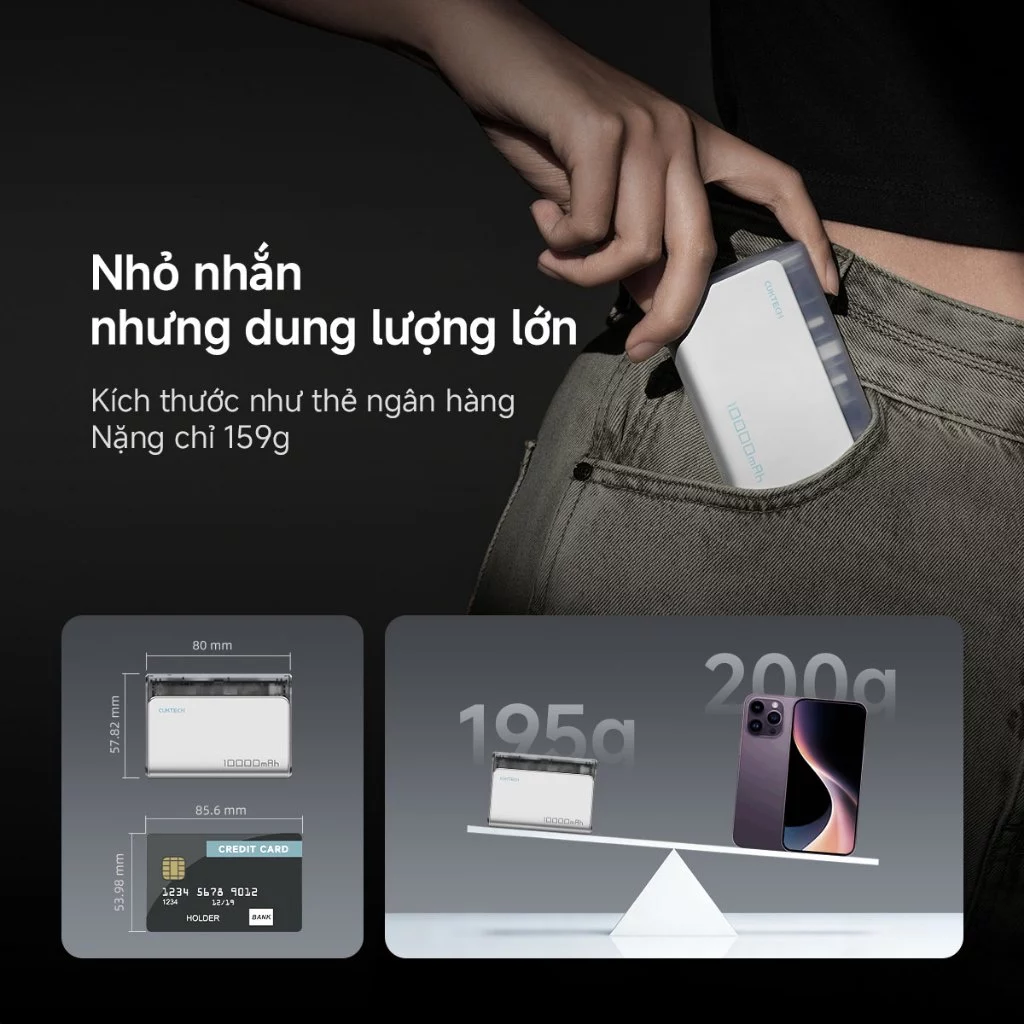Pin Dự Phòng CUKTECH 10000mAh 30W Siêu Nhỏ Gọn Cho iPhone 16 - Image 3
