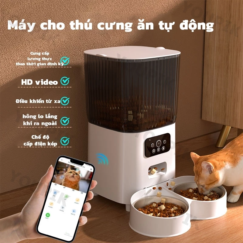 Máy Cho Ăn Mèo Tự Động 5L Có Camera - Quản Lý Qua Smartphone