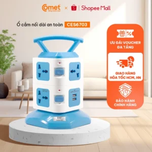 [KHO HCM] Ổ cắm điện đa năng 2500W hình tháp COMET - CES6703