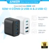 [NEW] Củ sạc nhanh Anker Zolo 50W | 4 cổng (2*USB-C & 2*USB-A) | Chân gập gọn nhẹ | Sạc nhanh đa thiết bị - A121E