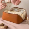 Túi đựng mỹ phẩm cầm tay dung tích lớn da PU cao, dùng để bảo quản mỹ phẩm, chống thấm nước
