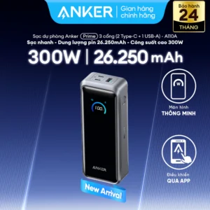 [NEW] Sạc dự phòng Anker Prime 26.250mAh 300W | 3 cổng 2C1A | Hỗ trợ màn hình & App | Dành cho Laptop, ịPhone - A110A