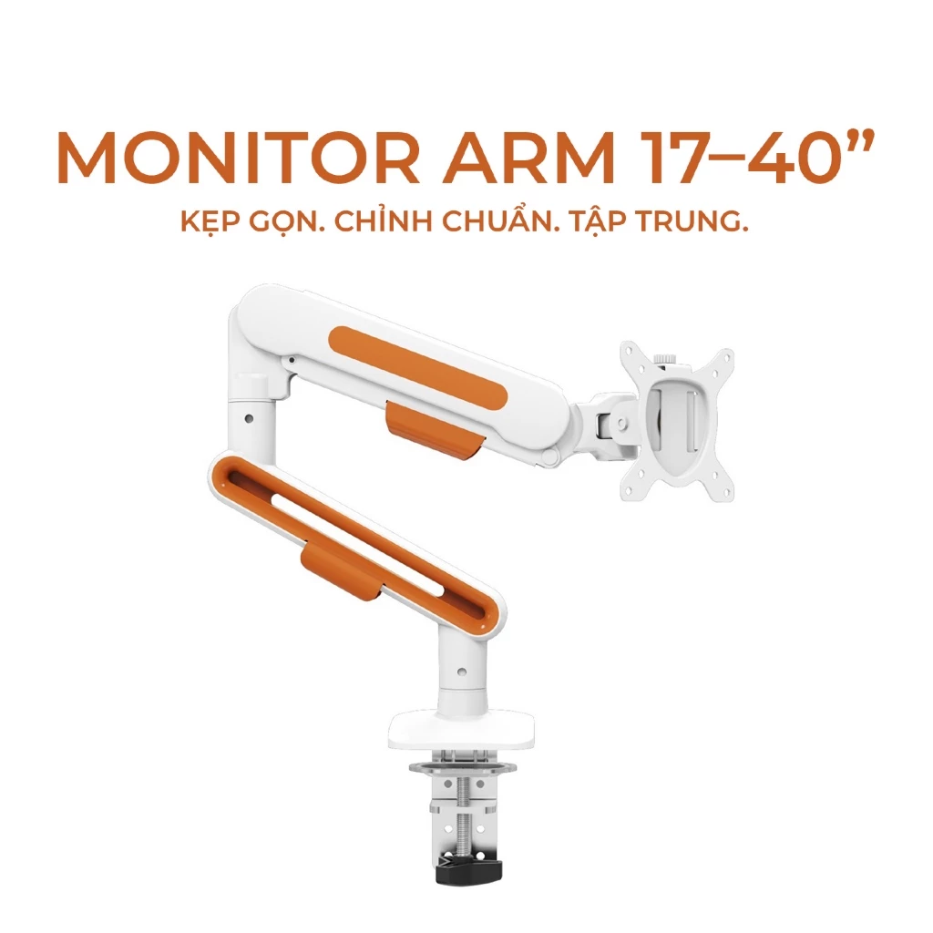 Giá Treo Màn Hình Gas Spring 17-40 Inch (Trắng/Cam) - Tải Trọng 12kg - Image 3