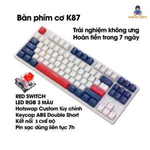 Bàn phím cơ K87 Ziyou - Hotswap - LED RGB - Red switch - Kết nối không dây 3 chế độ - Foam tiêu âm